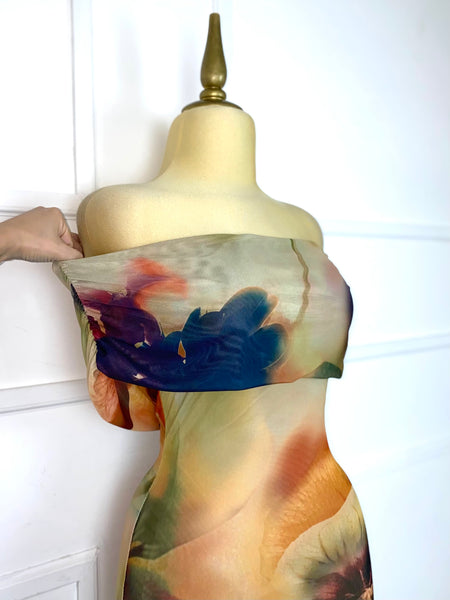 Vestido mesh estampado de flores