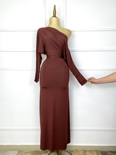 Vestido largo asimétrico stretch