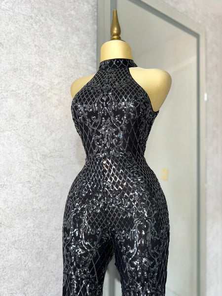 Palazzo halter con lentejuelas