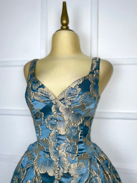 Vestido midi con flores brocado (2 colores)