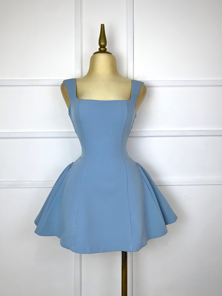 Vestido azul liso corte A