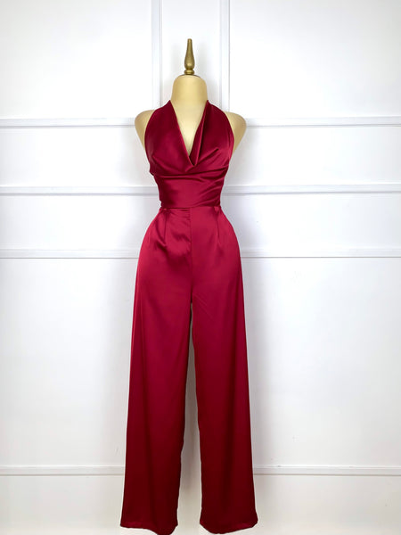 Palazzo tinto satín halter