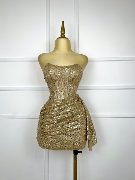 Vestido dorado corto glitter