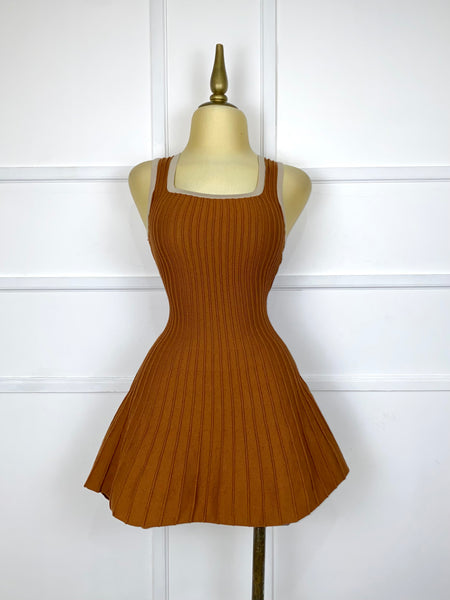 Vestido camel de punto corte A