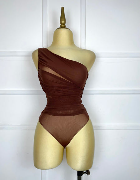 Bodysuit café drapeado