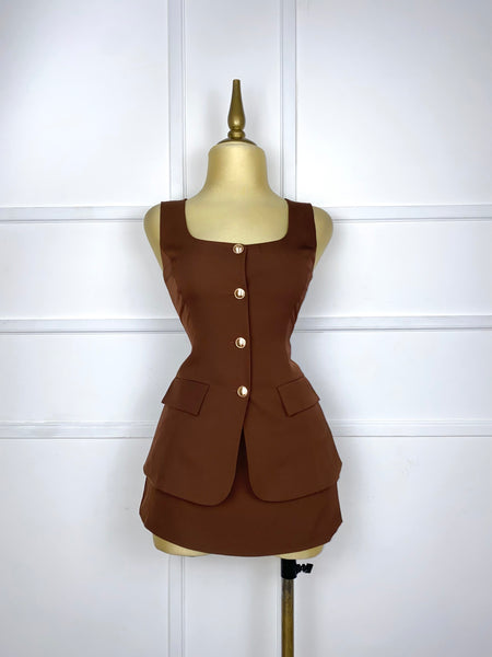 Jumper café botones dorados