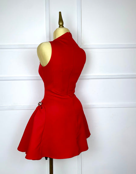 Vestido rojo asimétrico corte A