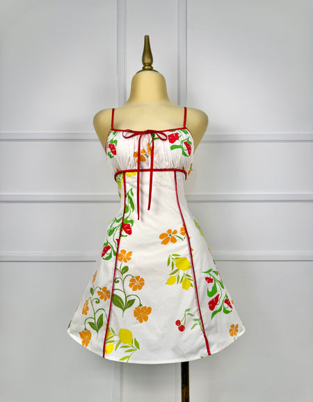 Vestido corto estampado con cerezas