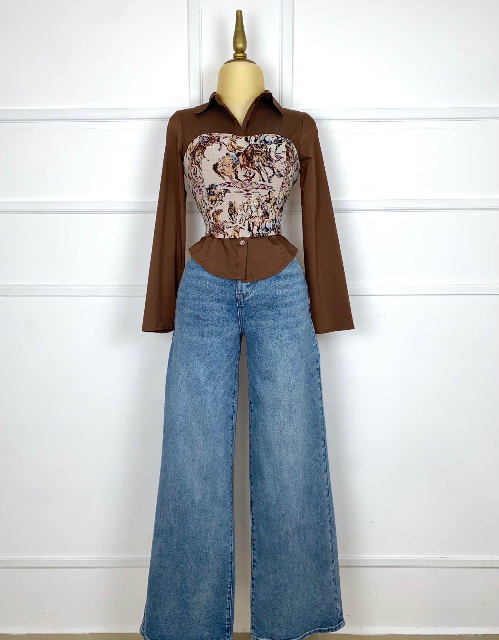 Top estampado vaquero con cordones