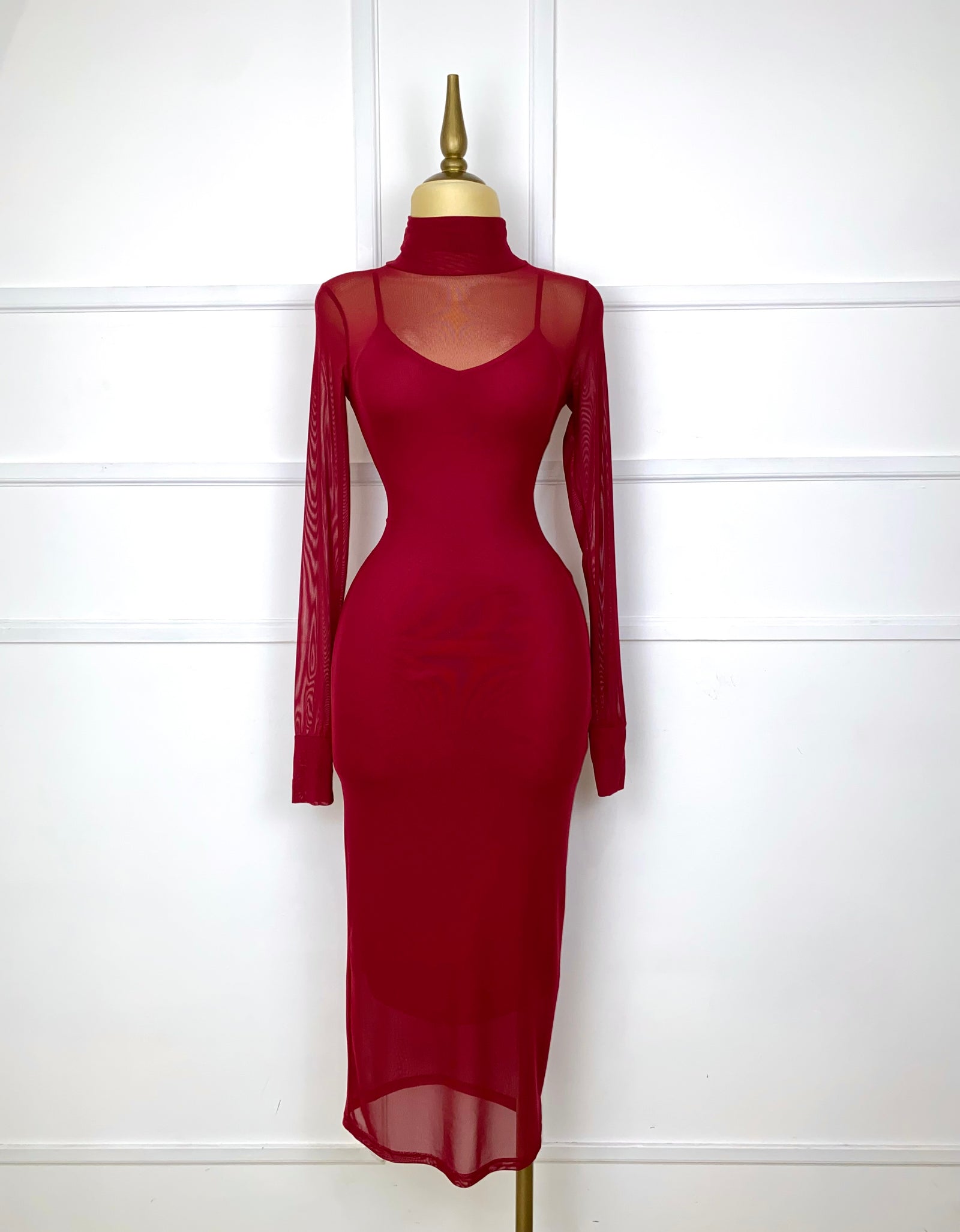 Vestido tinto mesh