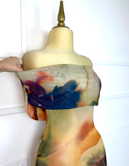 Vestido mesh estampado de flores