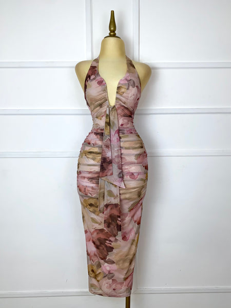 Vestido rosita estampado drapeado