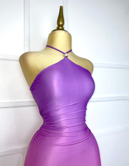 Vestido halter largo multicolor