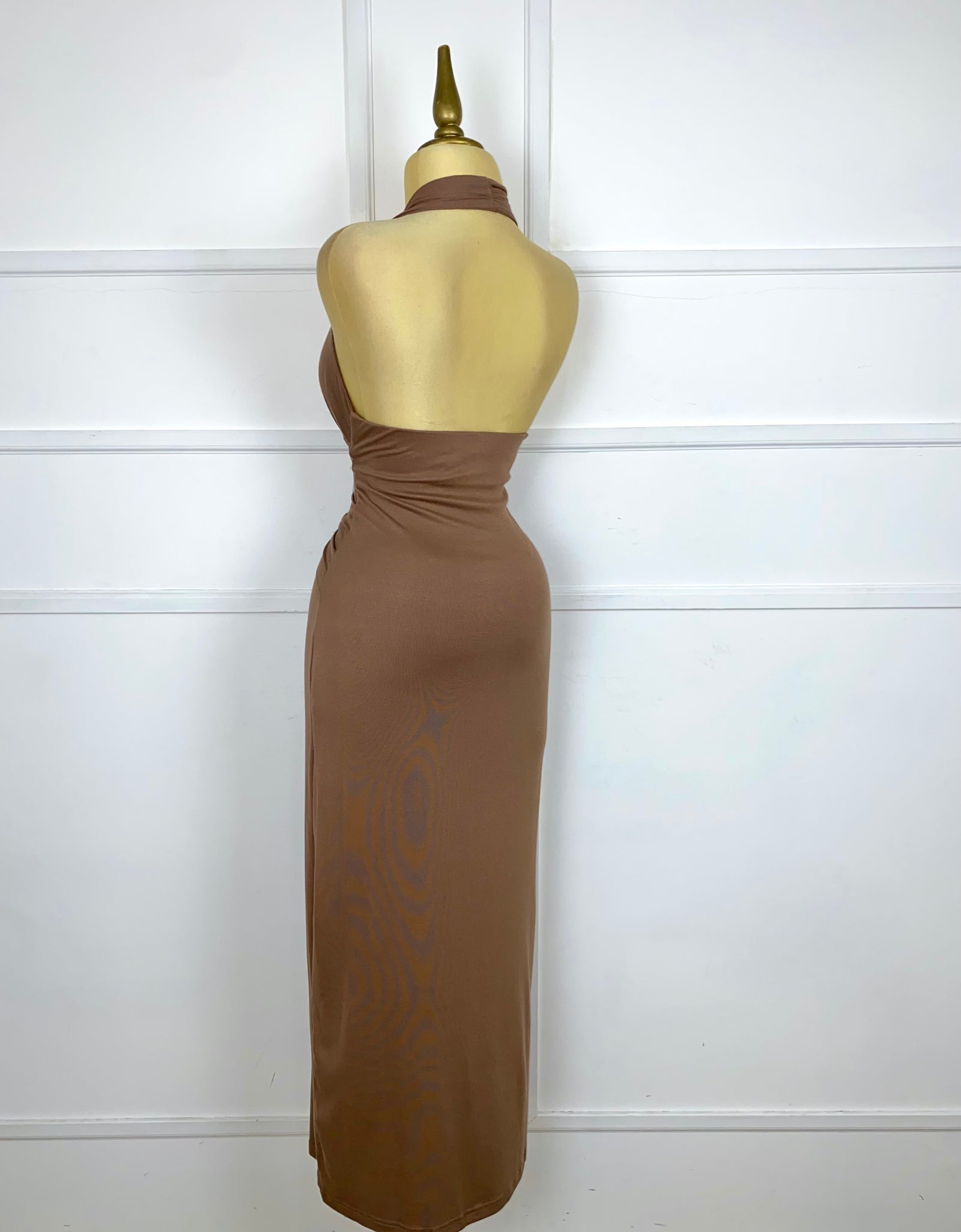Vestido café strecth