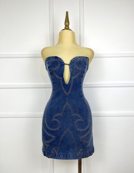 Vestido de mezclilla strapless