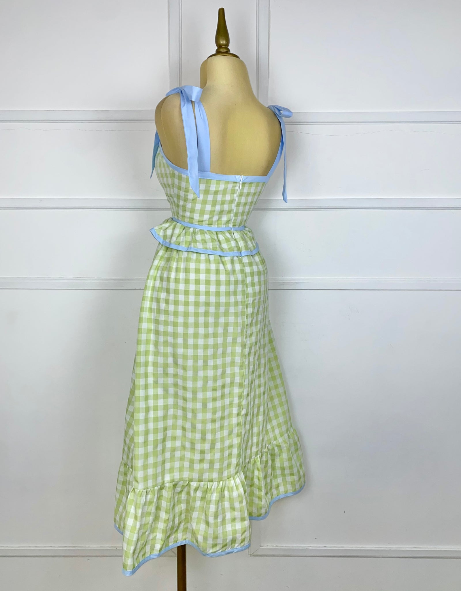 Vestido midi cuadros verdes