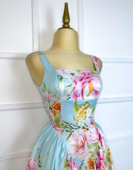 Vestido azul estampado floral
