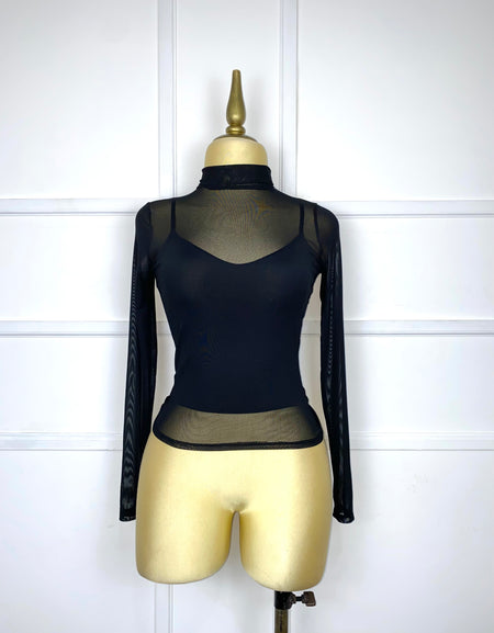 Blusa negra mesh corta