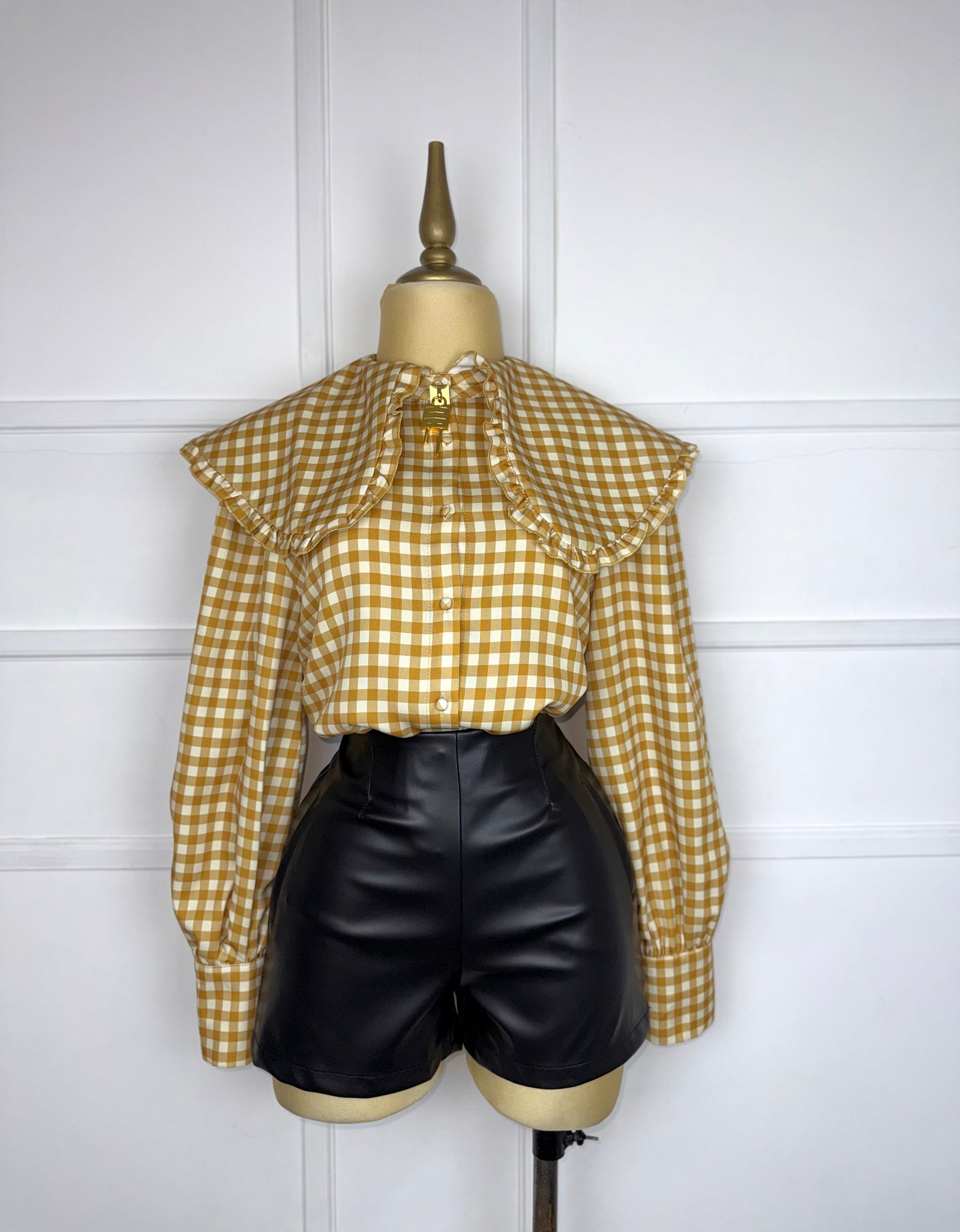Camisa cuadros mostaza con candado
