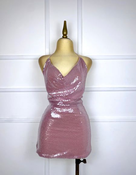 Vestido rosa con lentejuelas