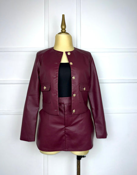 Set tinto vinipiel botones dorados