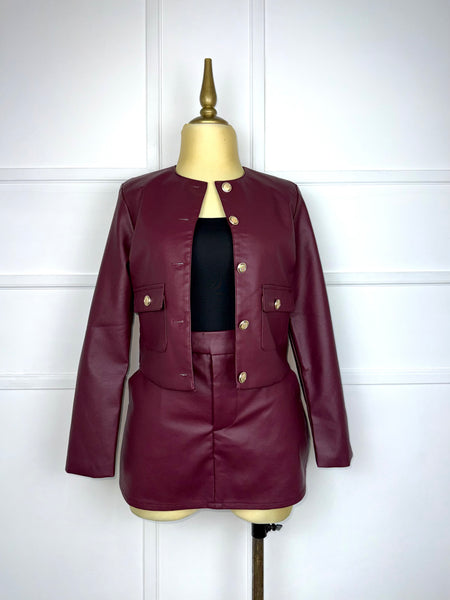 Set tinto vinipiel botones dorados