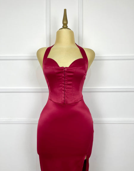 Vestido tinto satinado