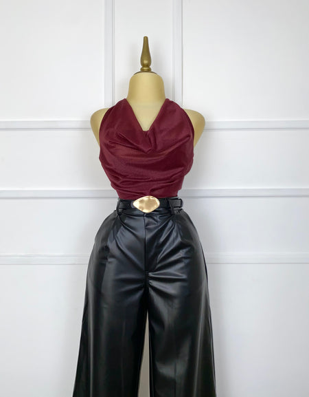 Bodysuit tinto brilloso halter