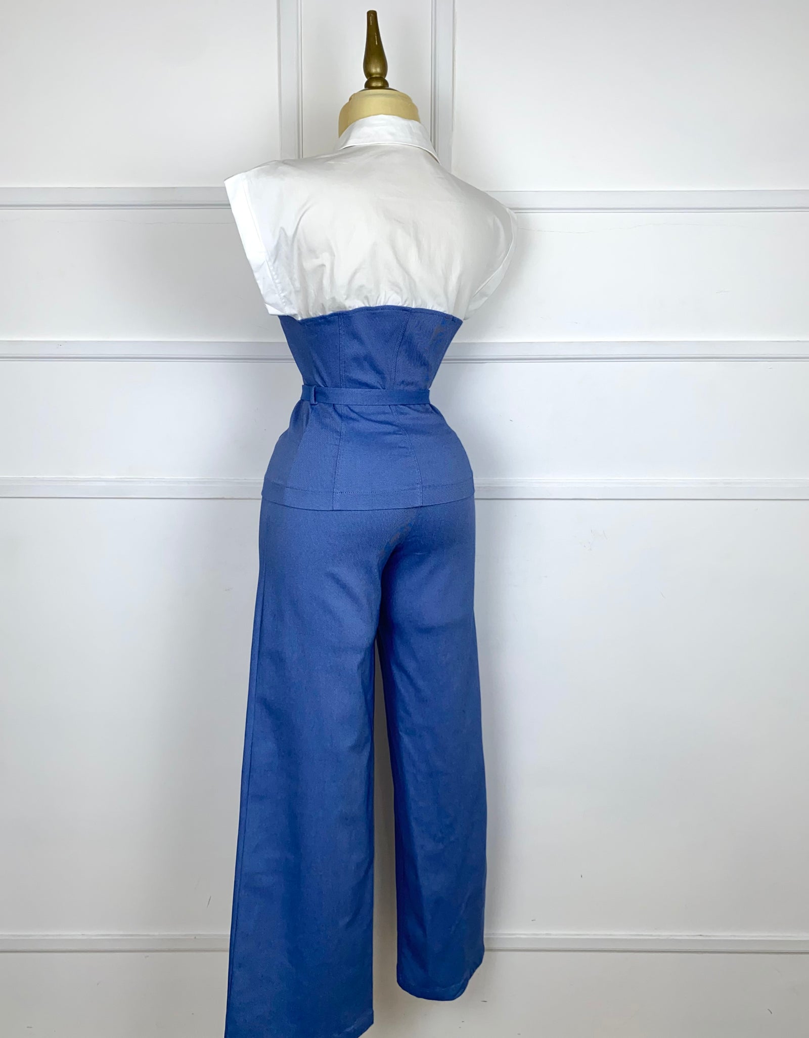 Set azul stretch con cinto