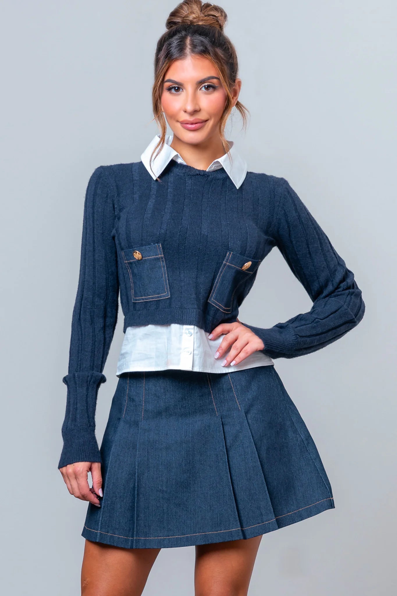 Set mezclilla con blusa tipo suéter