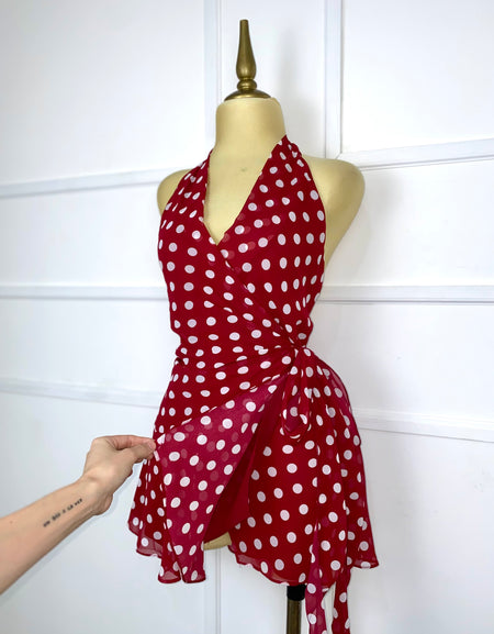 Vestido tinto polka dots