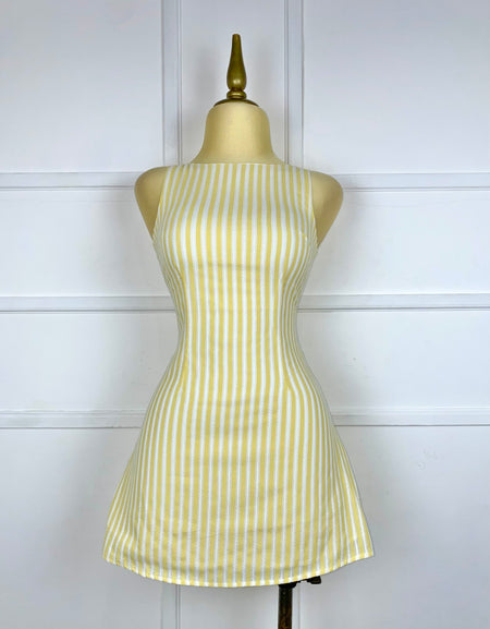 Vestido corto líneas amarillas