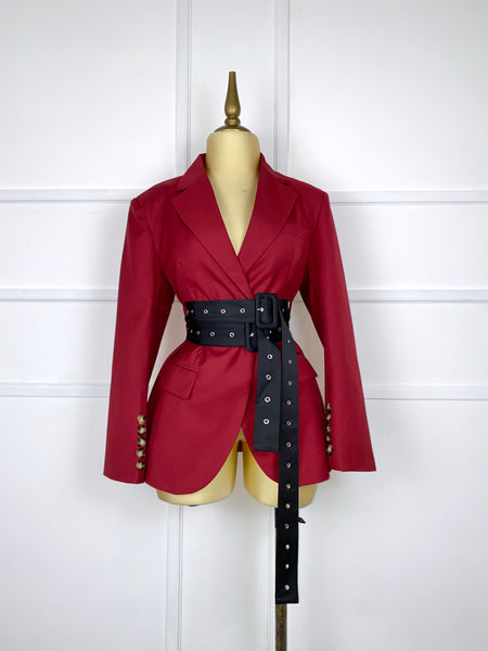 Blazer rojo doble cinto