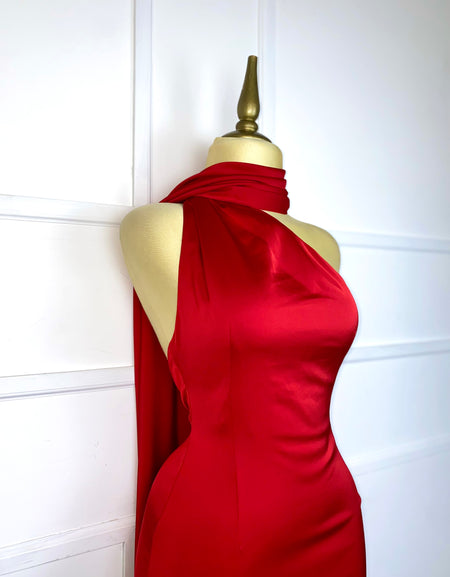 Vestido rojo asimétrico