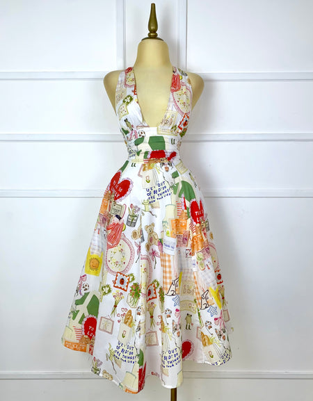 Vestido midi estampado halter