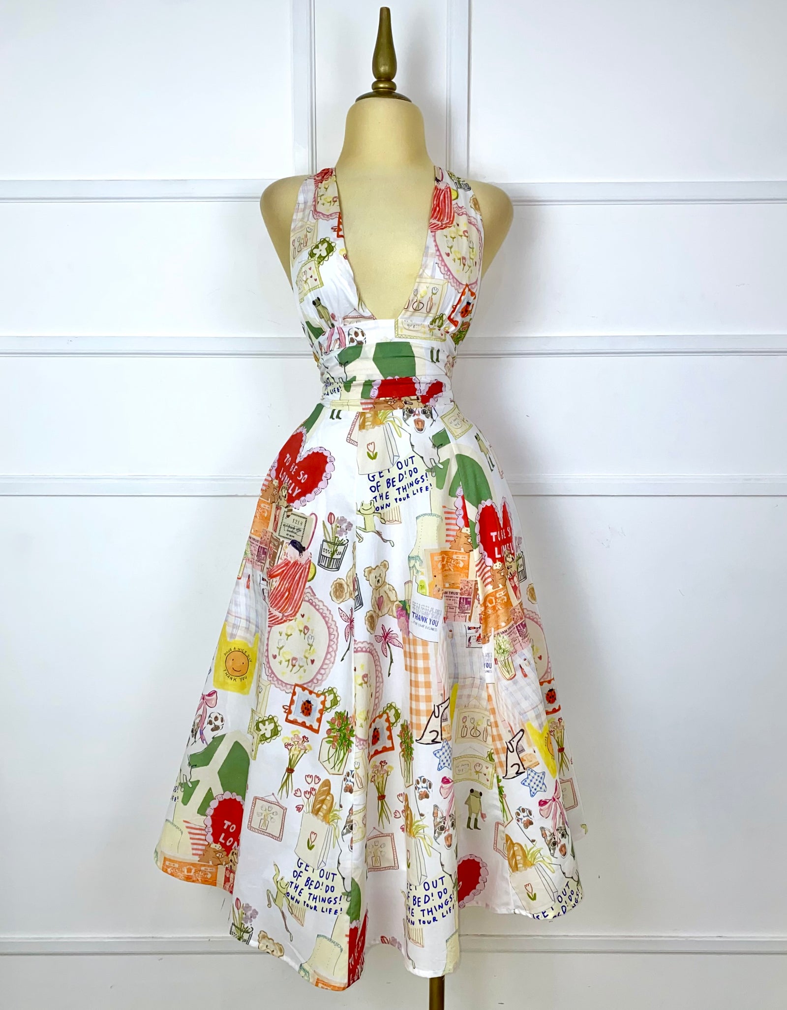 Vestido midi estampado halter