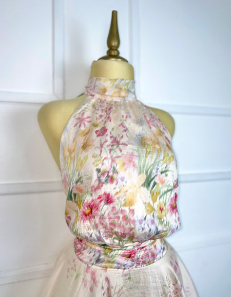 Vestido halter estampado de flores