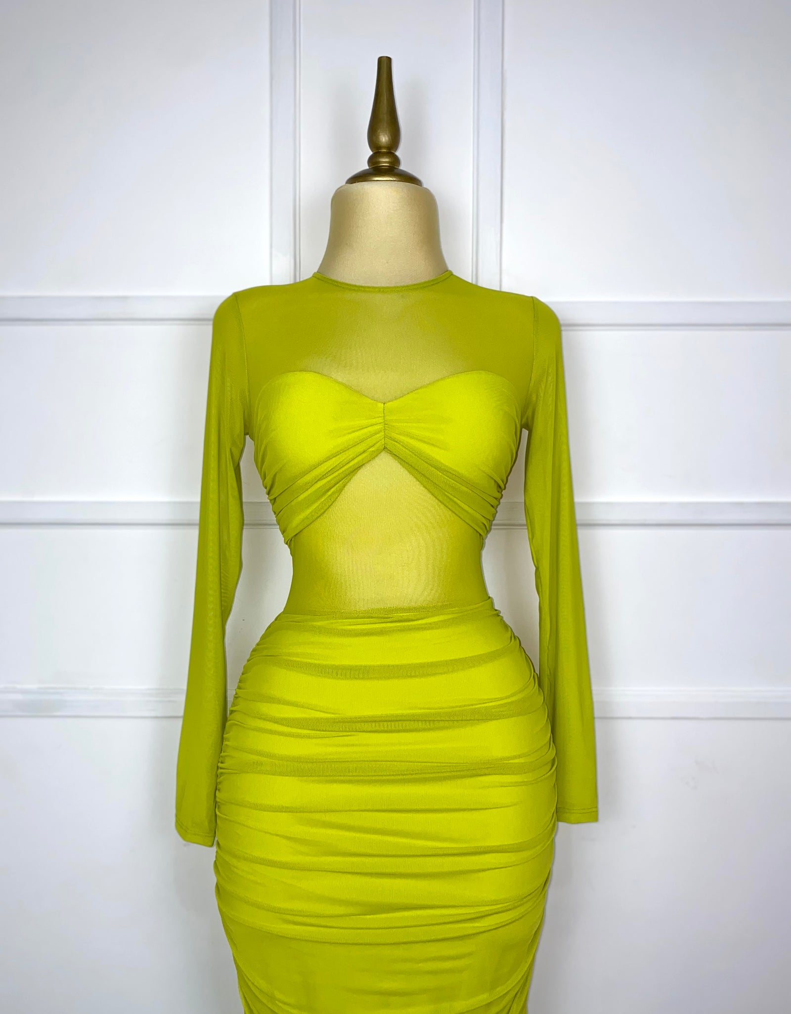 Vestido lima mesh drapeado