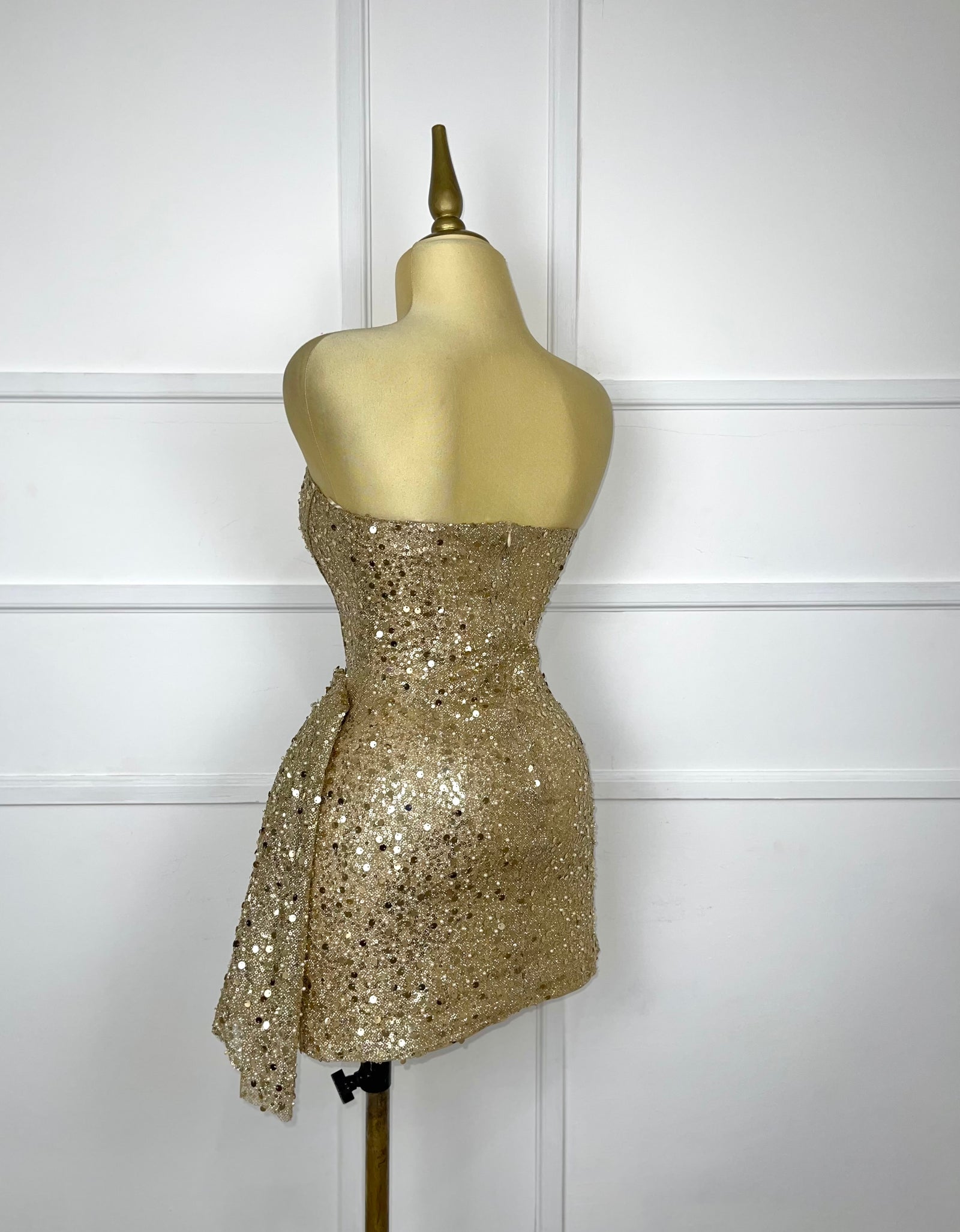 Vestido dorado corto glitter