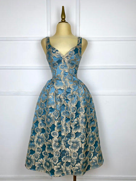 Vestido midi con flores brocado (2 colores)