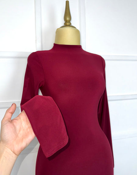 Vestido tinto midi liso