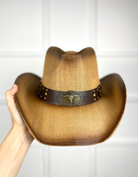 Sombrero café paja con estoperoles