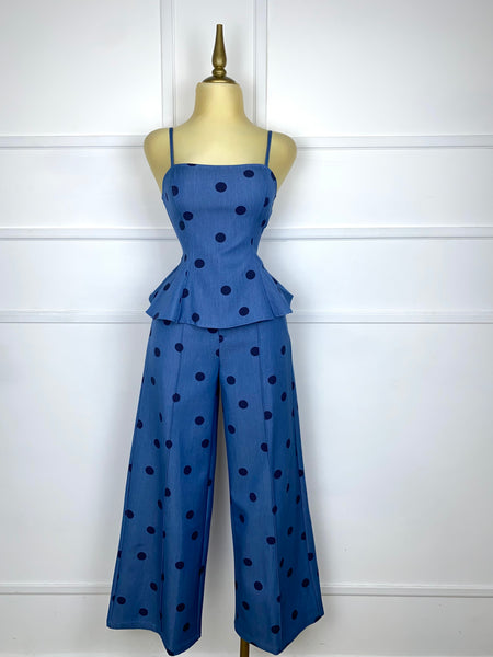 Set azul con lunares