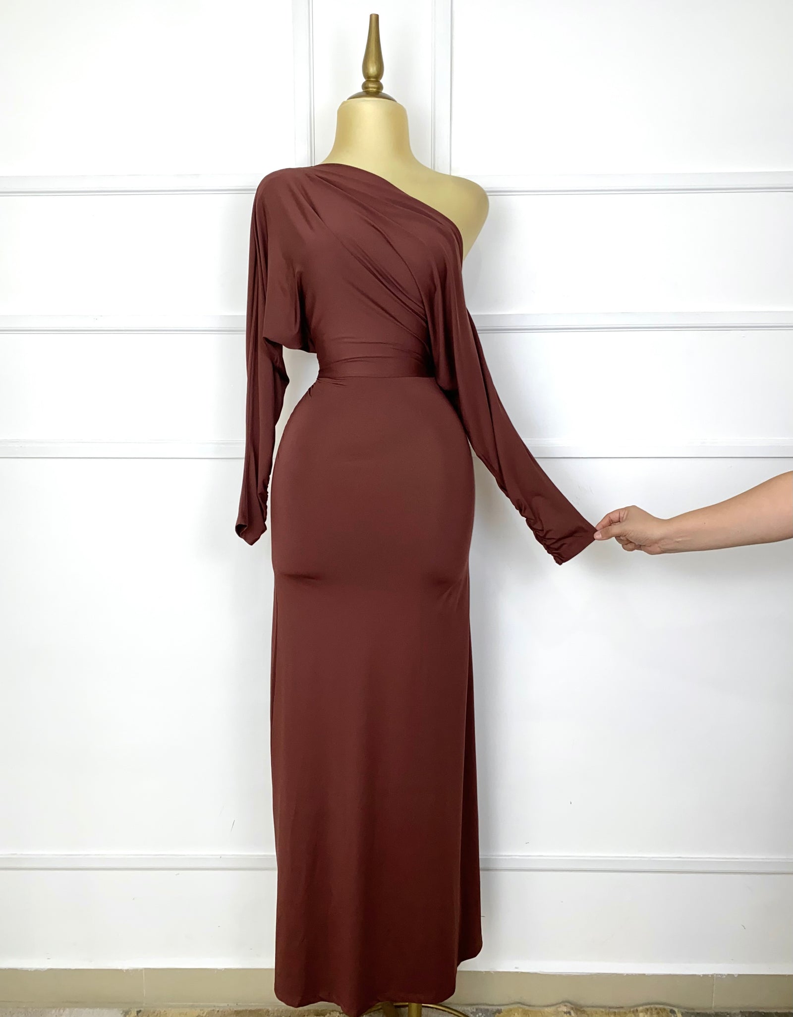 Vestido largo asimétrico stretch