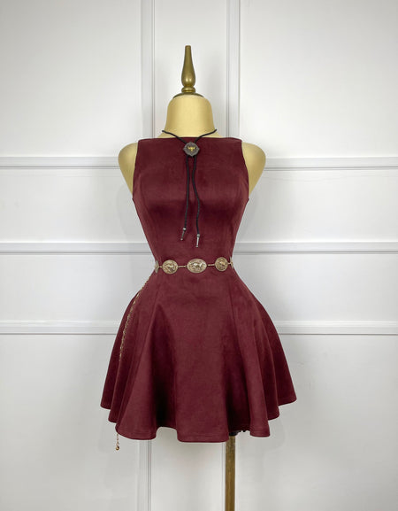 Vestido tinto gamuza