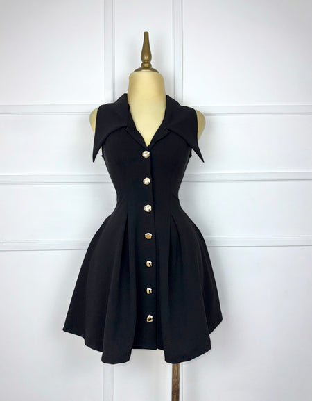 Vestido negro botones dorados