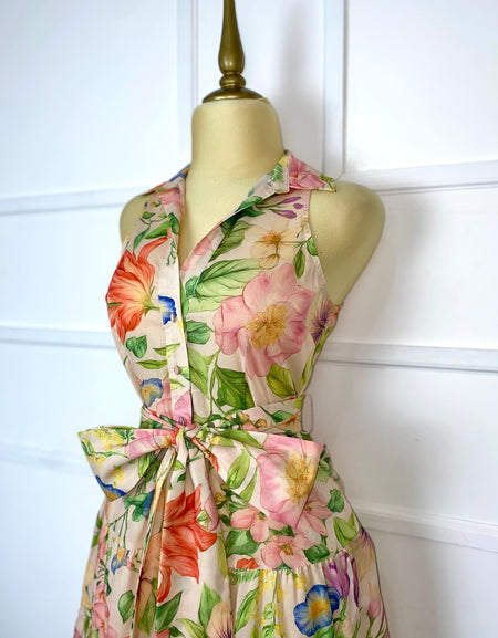 Vestido largo estampado tropical