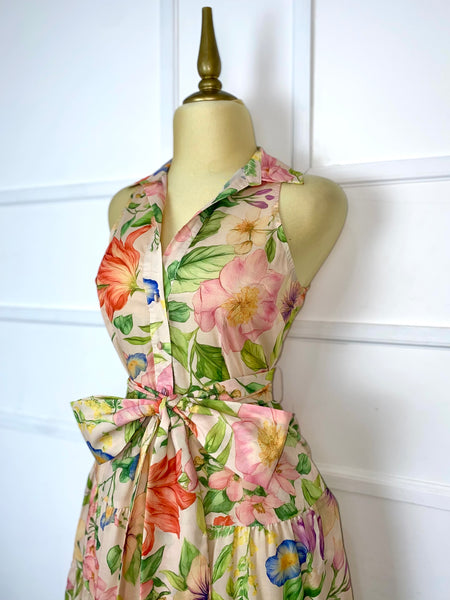 Vestido largo estampado tropical