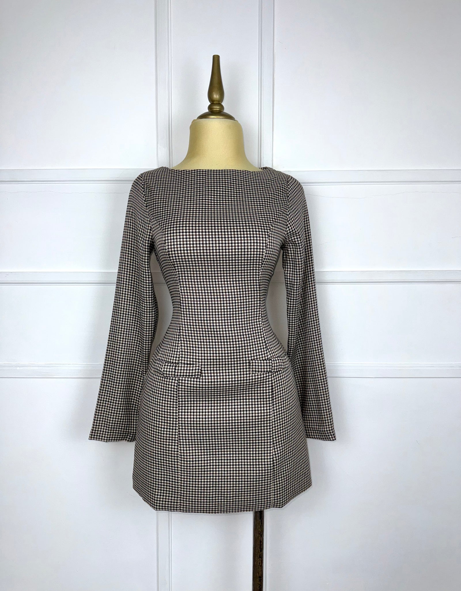Vestido a cuadros café