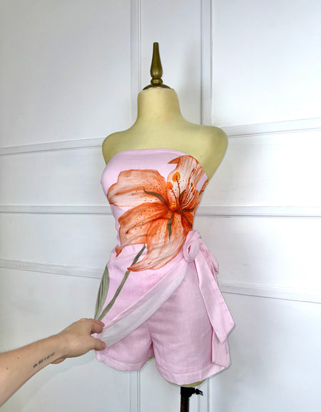 Jumper rosa strapless con estampado